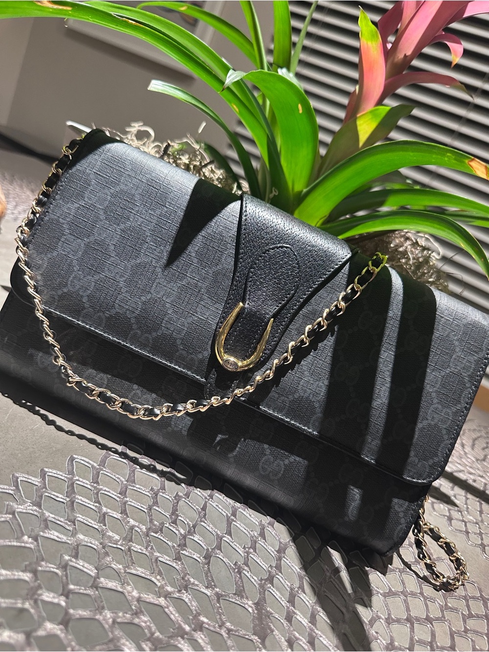 Vintage GUCCI Supreme Gg Monogram Black/Gray Clutch or Shoulder Bag
